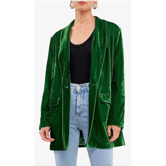 Endless Rose Women S Velvet Single Breasted Blazer Light Green NWT - Picture 1 of 7